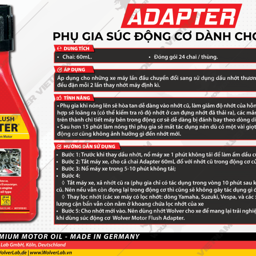 Wolver Motor Flush Adapter 60ml